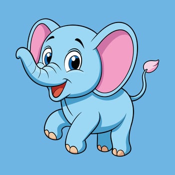 An illustration of cute light blue cartoon elephant vector