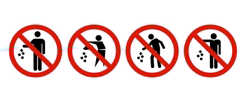 Do not litter, keep it clean, prohibition sign. illustration. vector