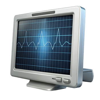 Electrocardiogram device showing heart rhythm, ideal for medical, health monitoring, and hospital use concepts png