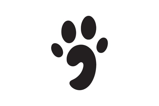 A black and white paw print on a white background vector