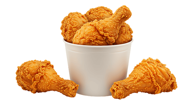 a bucket of fried chicken on a transparent background png