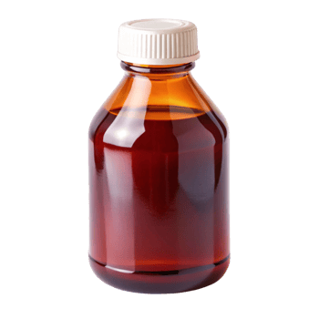 Amber glass bottle of cough syrup, isolated on Transparent Background, ideal for cold and flu relief medication png