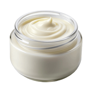 Smooth, creamy texture in a clear jar, perfect for face cream, lotion, or cosmetic products, isolated on white png