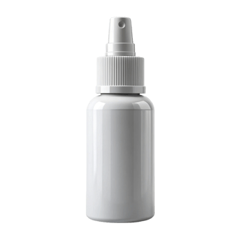 Compact white bottle of pain relief spray, designed for ease of use and fast acting pain alleviation, isolated png