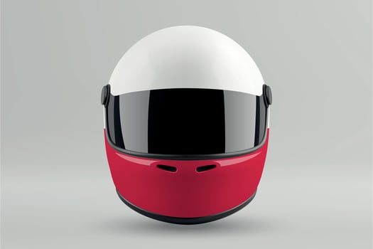 Front view of racing helmet featuring Poland flag colors vector