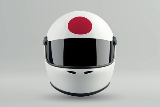 Front view of racing helmet featuring Japan flag colors vector