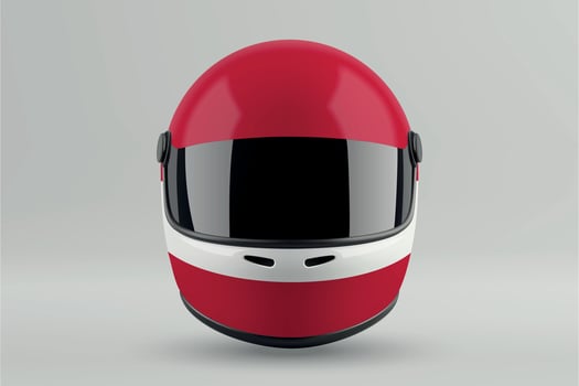 Front view of racing helmet featuring Austria flag colors vector