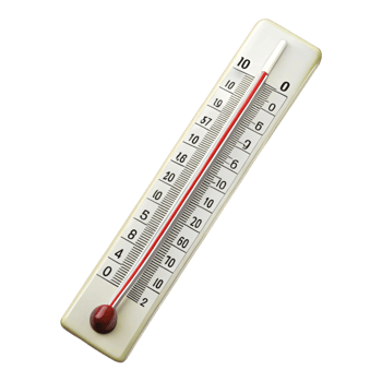 Classic mercury thermometer showing temperature in Celsius and Fahrenheit, isolated on Transparent Background png