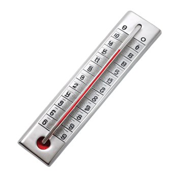 traditional analog thermometer measuring temperature, displayed in both Celsius and Fahrenheit png