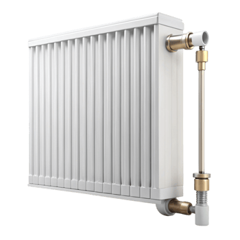 Vertical radiator with integrated piping and control system, perfect for contemporary homes, offering efficient heat distribution png