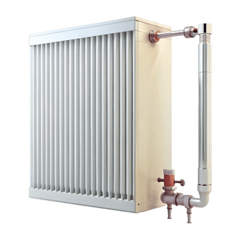 High quality metal radiator with connected pipes and durable construction, ideal for modern heating systems in home interiors png