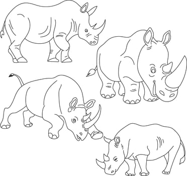 Cartoon Rhino Clipart Illustrations vector