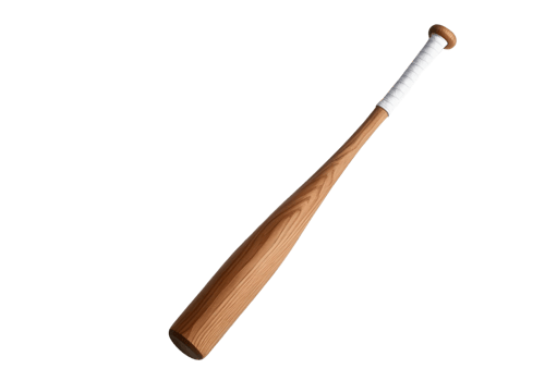 Wooden baseball bat isolated, showcasing craftsmanship, design, and sports functionality. png