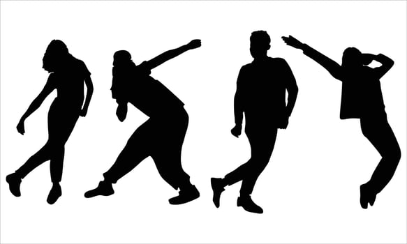 black silhouettes set of dancing people vector