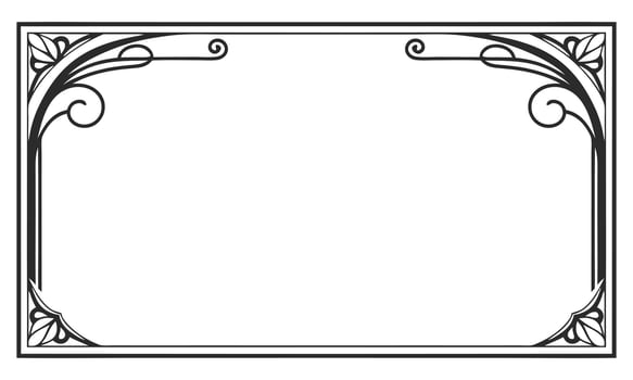 Her artwork featured an ornate frame border with gold. vector