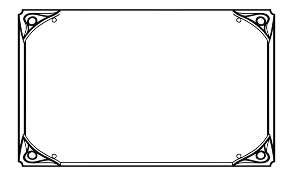 She admired the ornate frame border around the mirror. vector