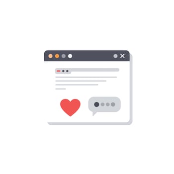 Chat interface design featuring heart icon in flat style art vector