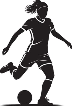 Female Soccer Player In Silhouette Kicking Ball With Dynamic Action Pose vector