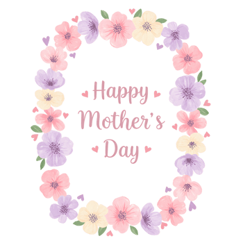 Watercolor Floral Frames Happy Mothers Day Message on Transparent Background png