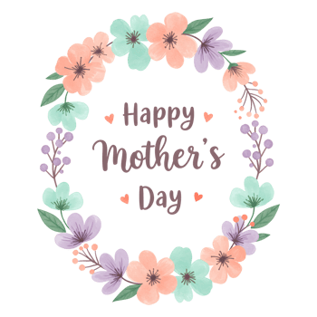 Watercolor Floral Frames with Happy Mothers Day Message on Transparent Background png