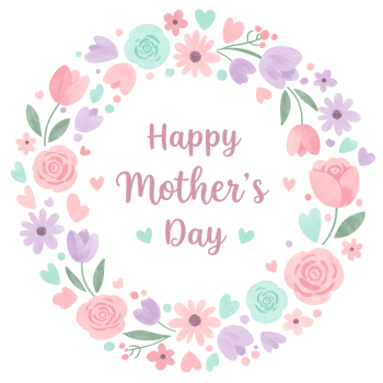 Watercolor Floral Borders with Happy Mothers Day Message on Transparent Background png
