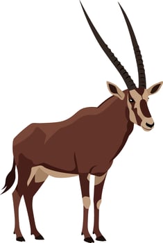 A graceful brown antelope standing proudly in a flat design style art vector