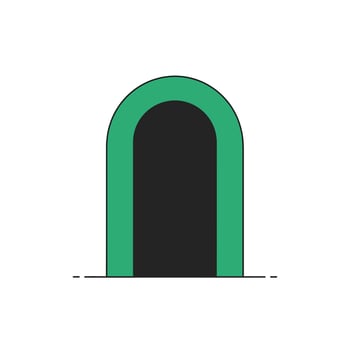 Green archway design with minimal style transitioning into a detailed art vector