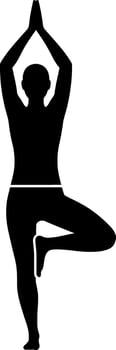Silhouette of a person practicing yoga in a balanced pose, minimal design style, art vector