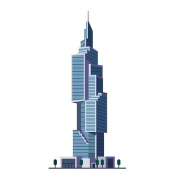 Modern skyscraper design in flat style showcasing innovative architecture in illustration vector