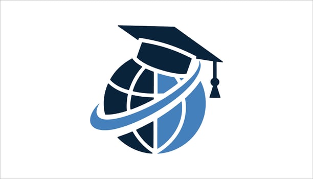 Global Education Icon with Graduation Cap for International Learning vector