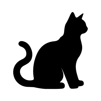 Elegant black cat silhouette sitting gracefully simple feline art graphic design element perfect for pet lovers minimalist black and white image easy to use illustration png