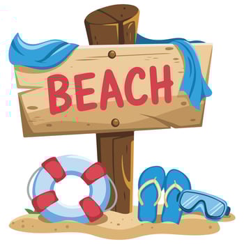 summer beach accessories sign vacation isolated illustration on white background vector