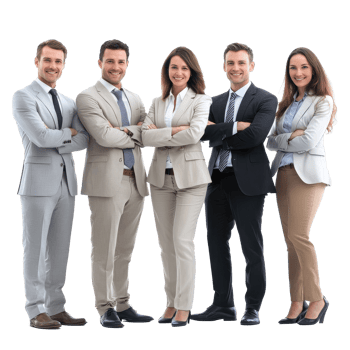 Successful business team proudly poses for professional portrait on Transparent background, Successful business team isolated on background png