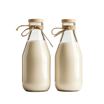 Milk bottles isolated on a Transparent background displaying natural freshness and simplicity, milk bottles isolated on background png
