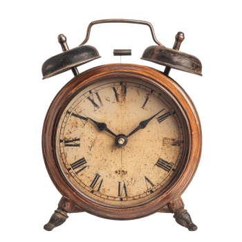 Vintage alarm clock with rustic design isolated on white background, classic vintage alarm clock isolated on White background png