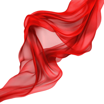 Flowing red cloth creates dynamic visual on a clean white background for artistic expression, Flowing red cloth background white background png