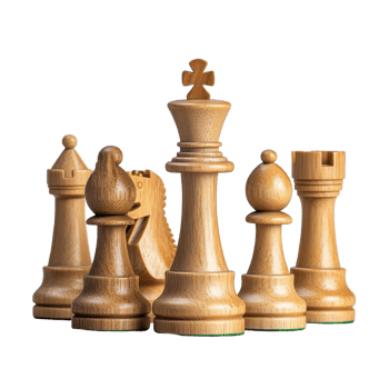 Elegant wooden chess figures arranged on a classic chessboard with Transparent background, Wooden chess figures on a classic chessboard background png