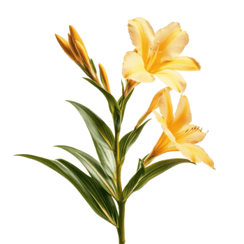 Blooming yellow flowering plant isolated on a white background showcasing delicate petals and vibrant foliage, Isolated image a blooming yellow flowering plant on a white background png