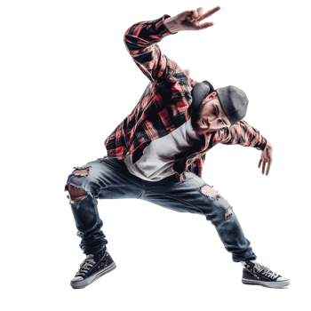 Young man performs breakdancing moves in stylish attire against a bright backdrop, Young handsome man breakdancing with stylish clothes. isolated on Transparent background png