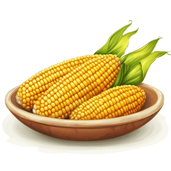 Vibrant corn on a plate showcasing fresh, golden kernels against a Transparent background, corn in a plateisolated on background png