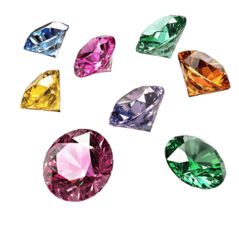 Colorful diamonds floating in the air create a mesmerizing display of beauty and elegance, various colorful of diamonds floating on the air isolated Transparent background png