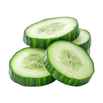 Fresh cucumber slices arranged neatly on a Transparent background ideal for culinary designs and healthy recipes, cucumber sliceisolated on background png