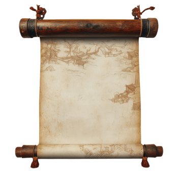 Blank ancient Chinese reel banner on a white background for art and design purposes, Blank Chinese ancient reel banner white background png