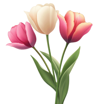 Elegant and feminine tulip flowers arranged beautifully in vibrant colors, elegant and feminine tulip flowers on isolated on white background png