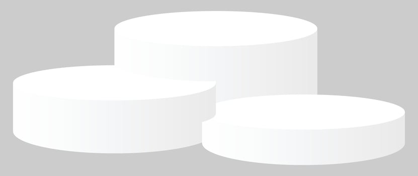 Three Combination of White Matte Round Podium Winner Platform or Product Display vector