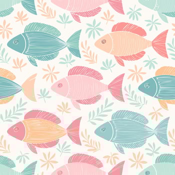 seamless fish pattern with pastel colors vector