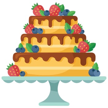 tier birthday cake celebration art isolated on white background vector