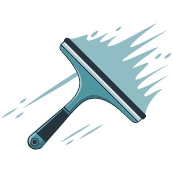 Window cleaning with squeegee isolated illustration on white background vector