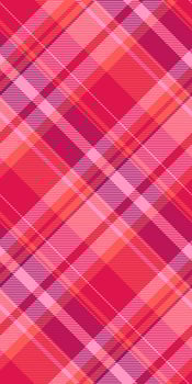 Vibrant diagonal plaid pattern in shades of pink, red, and coral. Perfect for textile design, fashion, websites, or branding projects. vector