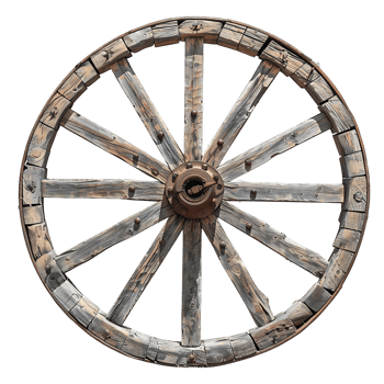 Wooden Wheel Featuring Metal Center png